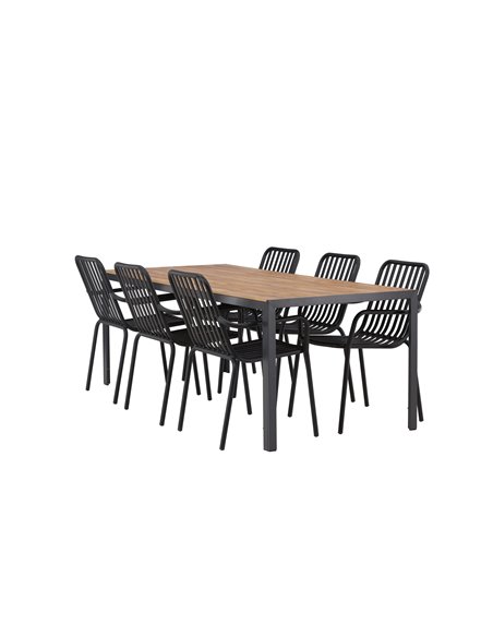 Matgrupp Break med Peking matstolar, 205 × 90 cm