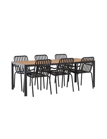 Matgrupp Break med Peking matstolar, 205 × 90 cm