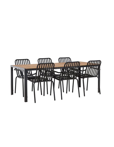 Matgrupp Break med Peking matstolar, 205 × 90 cm
