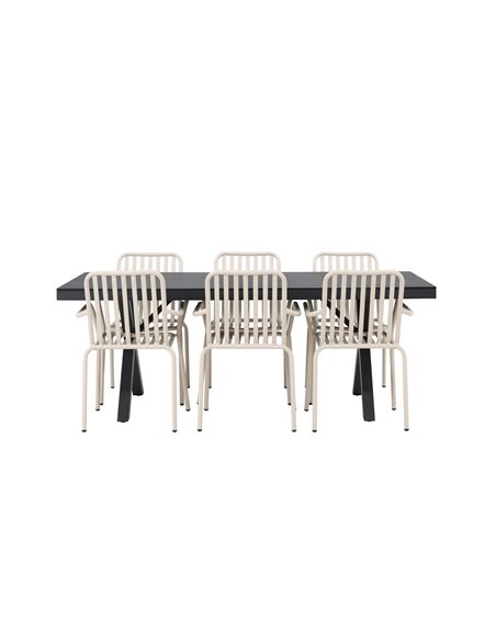 Matgrupp Garcia med Peking matstolar, 200 × 100 cm