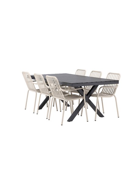 Matgrupp Garcia med Peking matstolar, 200 × 100 cm