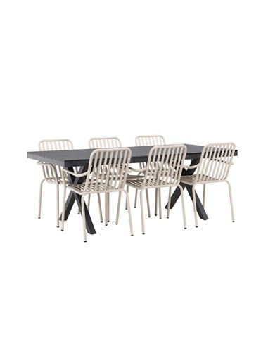 Matgrupp Garcia med Peking matstolar, 200 × 100 cm