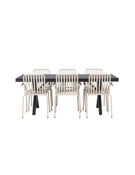 Matgrupp Garcia med Peking matstolar, 200 × 100 cm