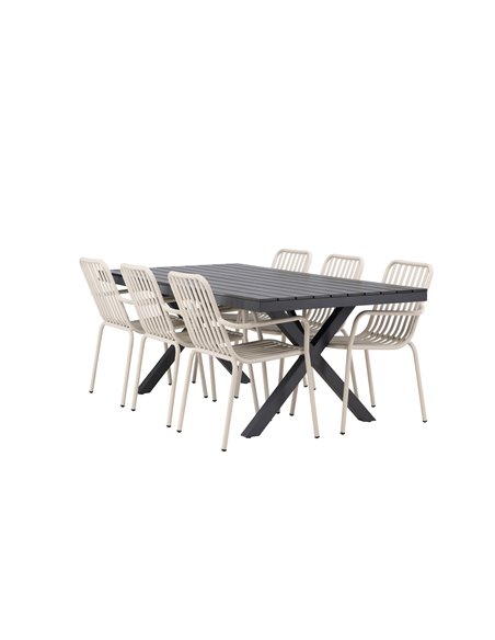 Matgrupp Garcia med Peking matstolar, 200 × 100 cm