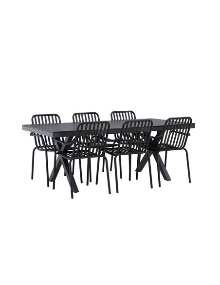 Matgrupp Garcia med Peking matstolar, 200 × 100 cm