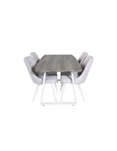 Matgrupp Inca med Velvet Deluxe matstolar, 160 × 85 cm