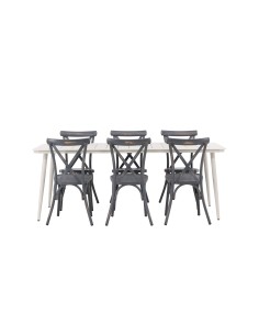 Matgrupp Lina med Tablas matstolar, 200 × 90 cm