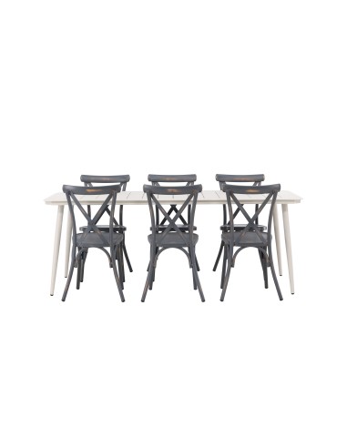 Matgrupp Lina med Tablas matstolar, 200 × 90 cm