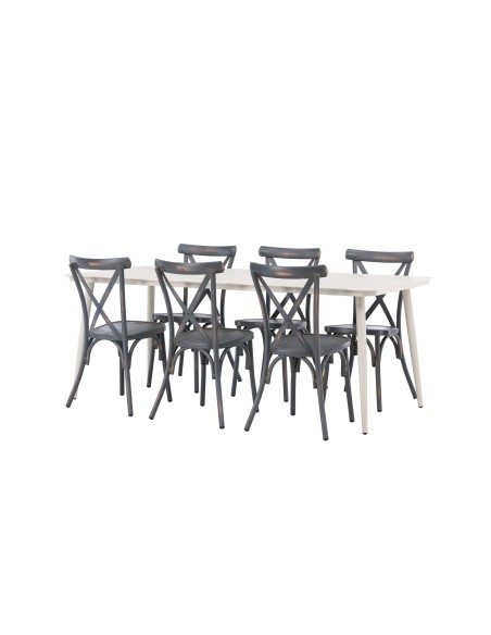 Matgrupp Lina med Tablas matstolar, 200 × 90 cm
