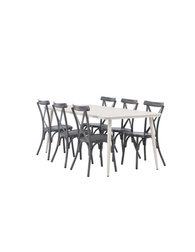 Matgrupp Lina med Tablas matstolar, 200 × 90 cm