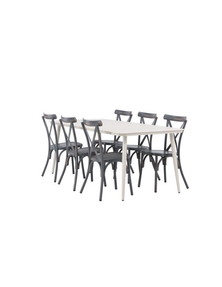 Matgrupp Lina med Tablas matstolar, 200 × 90 cm