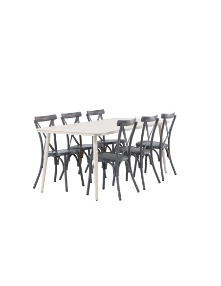 Matgrupp Lina med Tablas matstolar, 200 × 90 cm