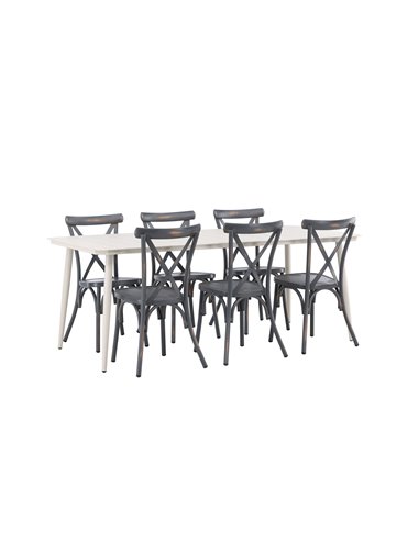 Matgrupp Lina med Tablas matstolar, 200 × 90 cm