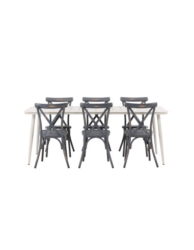 Matgrupp Lina med Tablas matstolar, 200 × 90 cm