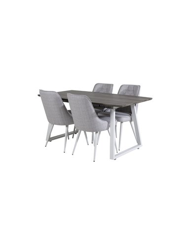 Matgrupp Inca med Velvet Deluxe matstolar, 160 × 85 cm