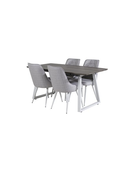 Matgrupp Inca med Velvet Deluxe matstolar, 160 × 85 cm
