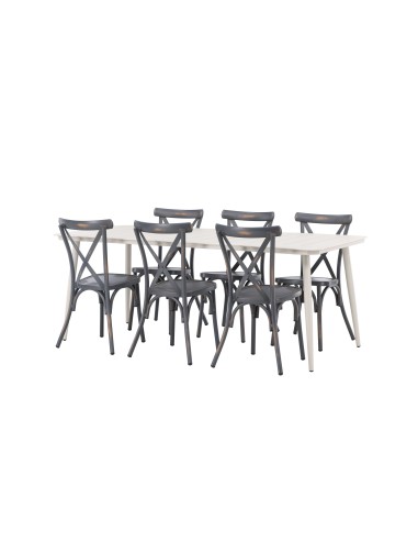 Matgrupp Lina med Tablas matstolar, 200 × 90 cm