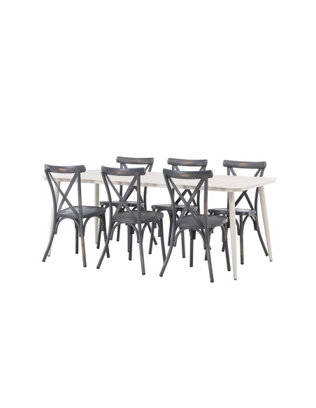 Matgrupp Lina med Tablas matstolar, 200 × 90 cm