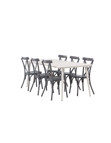 Matgrupp Lina med Tablas matstolar, 200 × 90 cm