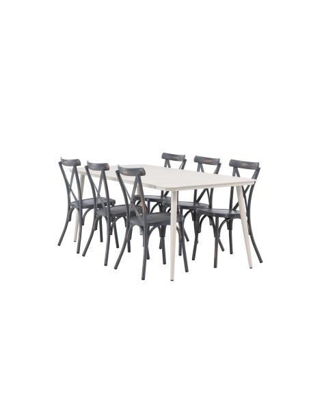 Matgrupp Lina med Tablas matstolar, 200 × 90 cm