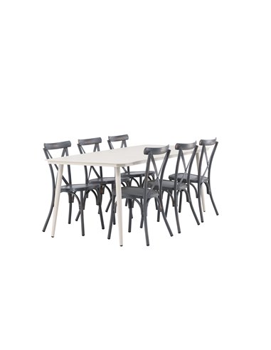 Matgrupp Lina med Tablas matstolar, 200 × 90 cm