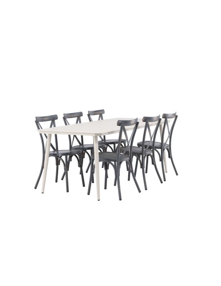 Matgrupp Lina med Tablas matstolar, 200 × 90 cm
