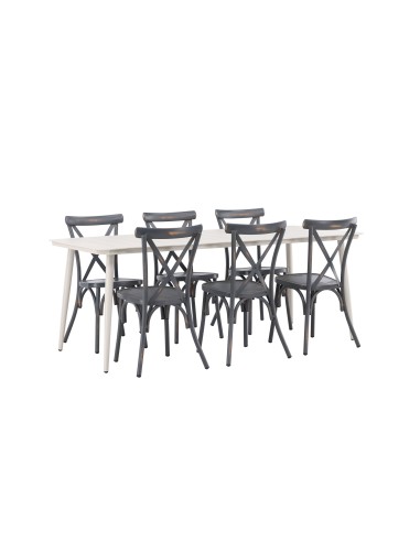 Matgrupp Lina med Tablas matstolar, 200 × 90 cm
