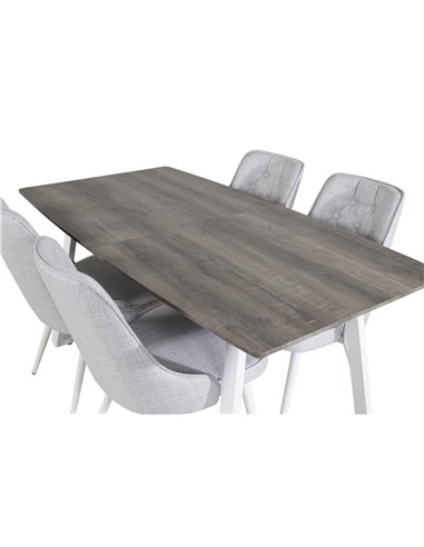 Matgrupp Inca med Velvet Deluxe matstolar, 160 × 85 cm