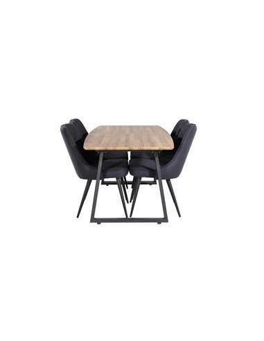Matgrupp Inca med Velvet Deluxe matstolar, 160 × 85 cm