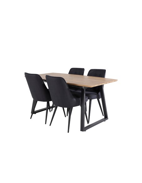 Matgrupp Inca med Velvet Deluxe matstolar, 160 × 85 cm