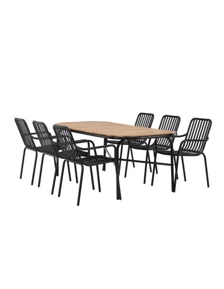 Matgrupp Holmbeck med Peking matstolar, 200 × 90 cm