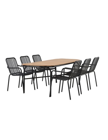 Matgrupp Holmbeck med Peking matstolar, 200 × 90 cm