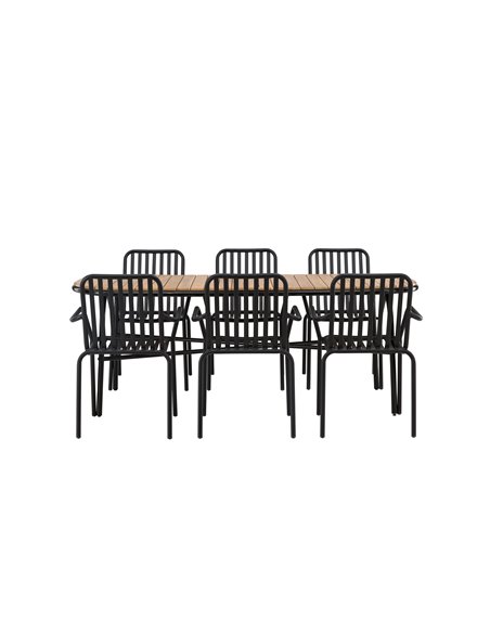 Matgrupp Holmbeck med Peking matstolar, 200 × 90 cm