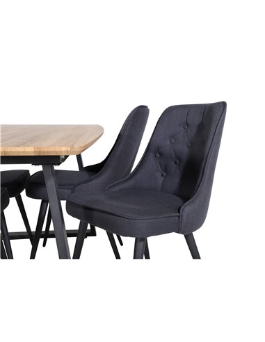 Matgrupp Inca med Velvet Deluxe matstolar, 160 × 85 cm