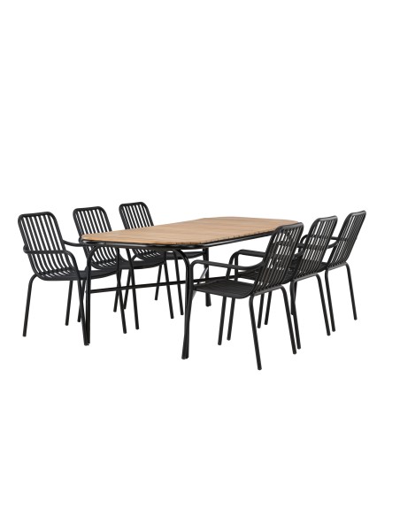 Matgrupp Holmbeck med Peking matstolar, 200 × 90 cm