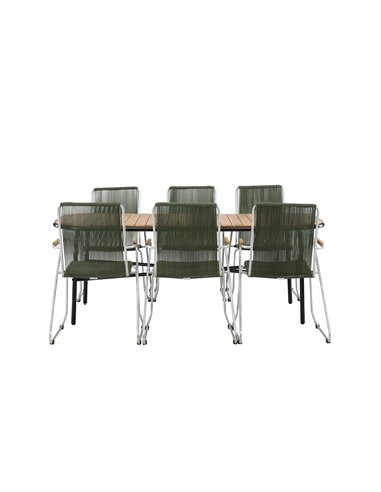 Matgrupp Holmbeck med Bois matstolar, 200 × 90 cm
