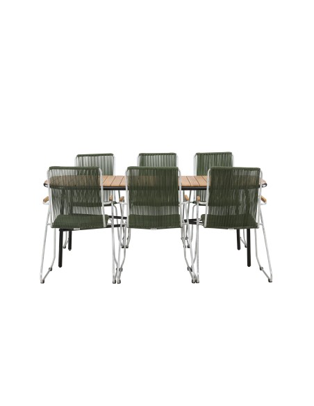 Matgrupp Holmbeck med Bois matstolar, 200 × 90 cm