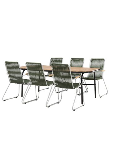 Matgrupp Holmbeck med Bois matstolar, 200 × 90 cm