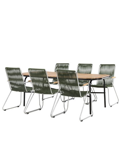 Matgrupp Holmbeck med Bois matstolar, 200 × 90 cm