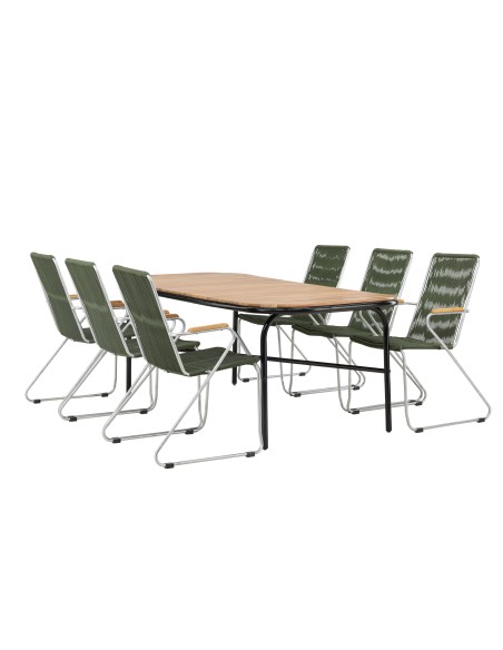 Matgrupp Holmbeck med Bois matstolar, 200 × 90 cm