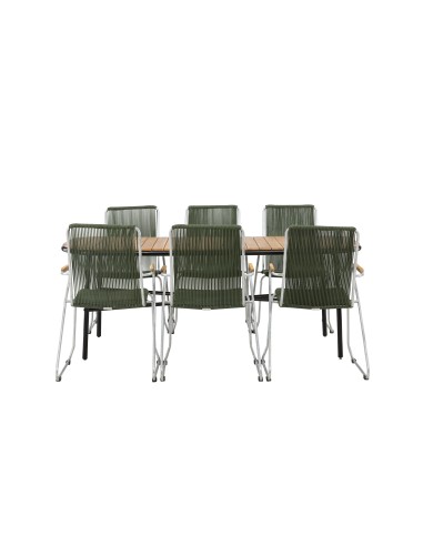 Matgrupp Holmbeck med Bois matstolar, 200 × 90 cm