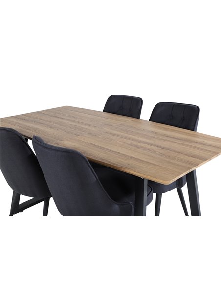 Matgrupp Inca med Velvet Deluxe matstolar, 160 × 85 cm