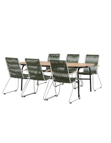 Matgrupp Holmbeck med Bois matstolar, 200 × 90 cm