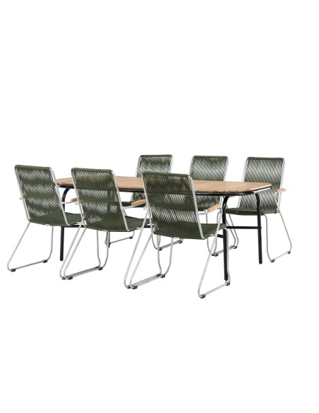 Matgrupp Holmbeck med Bois matstolar, 200 × 90 cm