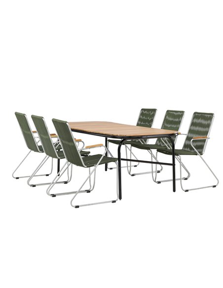 Matgrupp Holmbeck med Bois matstolar, 200 × 90 cm