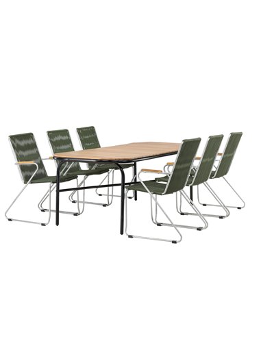 Matgrupp Holmbeck med Bois matstolar, 200 × 90 cm