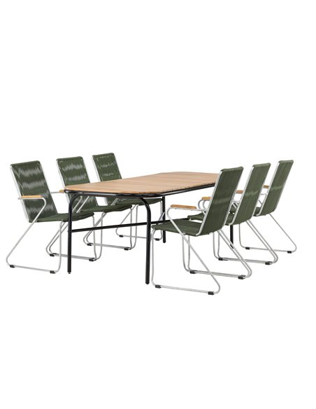 Matgrupp Holmbeck med Bois matstolar, 200 × 90 cm
