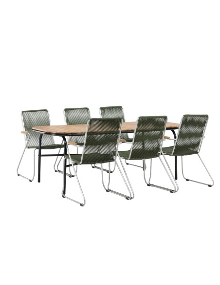 Matgrupp Holmbeck med Bois matstolar, 200 × 90 cm