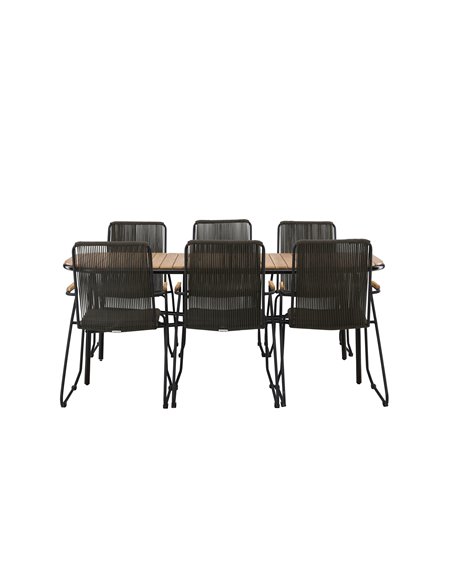 Matgrupp Holmbeck med Bois matstolar, 200 × 90 cm