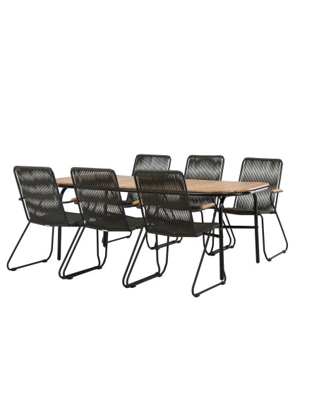 Matgrupp Holmbeck med Bois matstolar, 200 × 90 cm